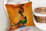 - realhomesK3413-1 - Realhomes  Turuncu Afrikan Women Tasarımlı Dijital Baskılı Yastık Kırlent Kılıfı Realhomes