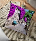 Mor Sarmaşık Desenli Dijital Baskılı Dekoratif Yer Minderi - 70 x 70 cm Realhomes