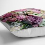 - yerminderi-YER-11-1 - Realhomes  Pembe Güller Dijital Baskılı Dekoratif Yer Minderi - 70 x 70 cm Realhomes