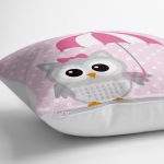 - yerminderi-YER-110-1 - Realhomes  Baykuş Desenli Dijital Baskılı Dekoratif Yer Minderi - 70 x 70 cm Realhomes