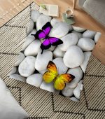 - yerminderi-YER-12 - Realhomes  Kelebek Desenli Dijital Baskılı Dekoratif Yer Minderi - 70 x 70 cm Realhomes