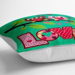 Baykuş Desenli Dijital Baskılı Dekoratif Yer Minderi - 70 x 70 cm Realhomes