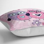 - yerminderi-YER-134-1 - Realhomes  Baykuş Resimli Dijital Baskılı Dekoratif Yer Minderi - 70 x 70 cm Realhomes