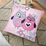 Baykuş Desenli Dijital Baskılı Dekoratif Yer Minderi - 70 x 70 cm Realhomes