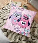 - yerminderi-YER-134 - Realhomes  Baykuş Resimli Dijital Baskılı Dekoratif Yer Minderi - 70 x 70 cm Realhomes