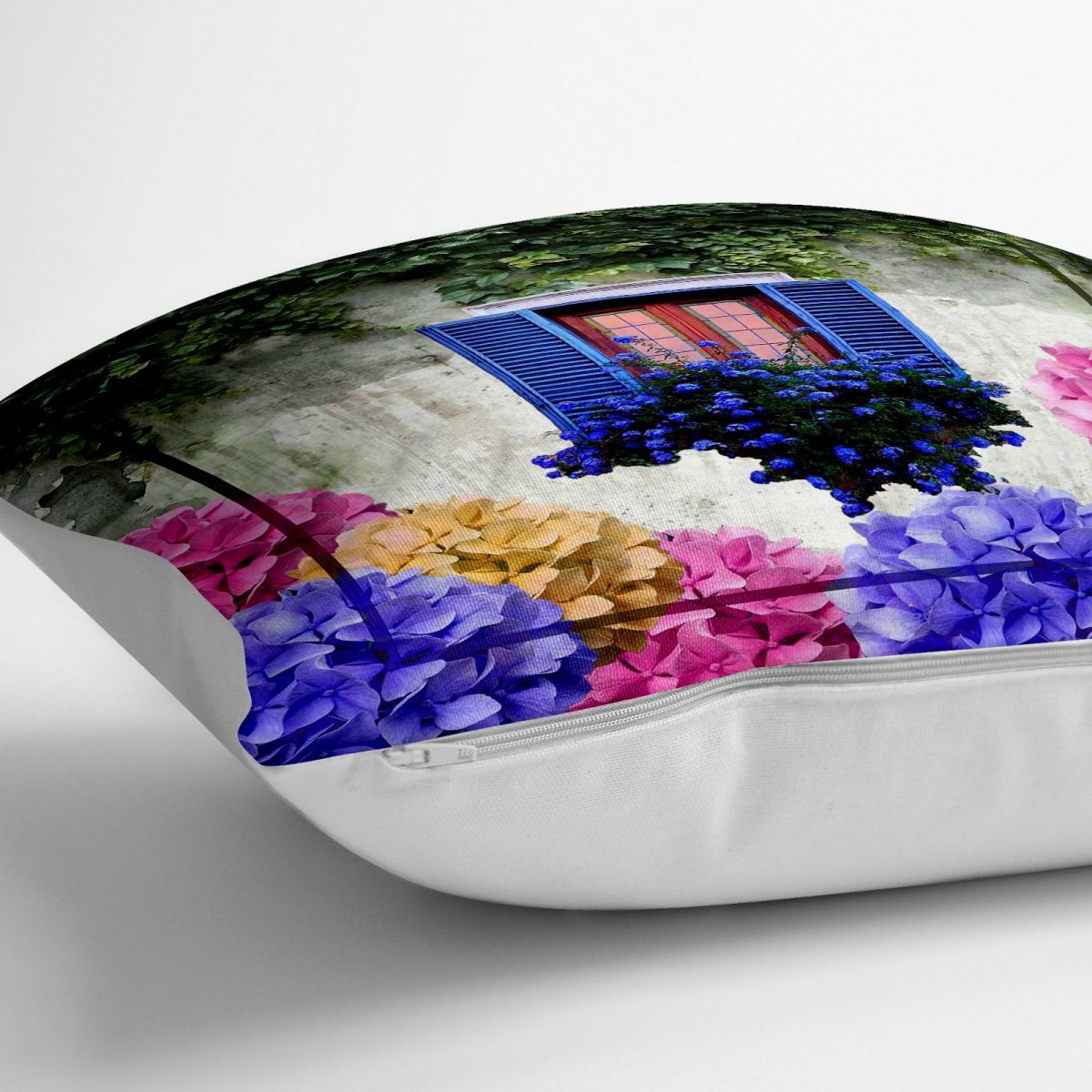 Çiçek Penceresi Dijital Baskılı Modern Yer Minderi - 70 x 70 cm Realhomes