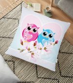 - yerminderi-YER-143 - Realhomes  Modern Baykuş Resimli Dijital Baskılı Dekoratif Yer Minderi - 70 x 70 cm Realhomes