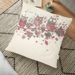 Modern Baykuş Resimli Dijital Baskılı Dekoratif Yer Minderi - 70 x 70 cm Realhomes