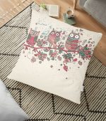 - yerminderi-YER-147 - Realhomes RealHomes Baykuş Desenli Özel Tasarım Dekoratif Yer Minderi - 70 x 70 cm Realhomes