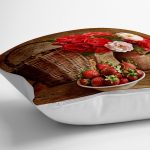 - yerminderi-YER-1508-1 - Realhomes  Çilek Sepeti Desenli Özel Tasarım Dijital Baskılı Yer Minderi - 70 x 70 cm Realhomes