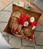 - yerminderi-YER-1508 - Realhomes  Çilek Sepeti Desenli Özel Tasarım Dijital Baskılı Yer Minderi - 70 x 70 cm Realhomes