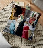 - yerminderi-YER-1521 - Realhomes Osmanlı Hanımları Temalı Dijital Baskılı Yer Minderi - 70 x 70 cm Realhomes