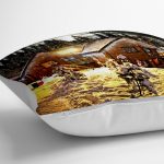 - yerminderi-YER-1536-1 - Realhomes  Kış Manzarası Otantik Temalı Dijital Baskılı Dekoratif Yer Minderi - 70 x 70 cm Realhomes