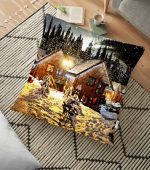 - yerminderi-YER-1536 - Realhomes  Kış Manzarası Otantik Temalı Dijital Baskılı Dekoratif Yer Minderi - 70 x 70 cm Realhomes