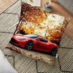 Kış Manzarası Otantik Temalı Dijital Baskılı Dekoratif Yer Minderi - 70 x 70 cm Realhomes