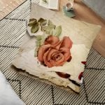 Osmanlı Kadın Yağlıboya Çizim Desenli Dijital Baskılı Yer Minderi - 70 x 70 cm Realhomes