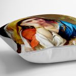 - yerminderi-YER-1555-1 - Realhomes  Osmanlı Kadın Yağlıboya Çizim Desenli Dijital Baskılı Yer Minderi - 70 x 70 cm Realhomes