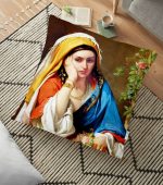 - yerminderi-YER-1555 - Realhomes  Osmanlı Kadın Yağlıboya Çizim Desenli Dijital Baskılı Yer Minderi - 70 x 70 cm Realhomes