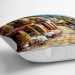 - yerminderi-YER-1562-1 - Realhomes  Yağlı Boya Alaçatı Temalı Dijital Baskılı Dekoratif Yer Minderi - 70 x 70 cm Realhomes