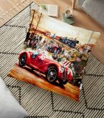 - yerminderi-YER-1565 - Realhomes  Kırmızı Araba Desenli Dijital Baskılı Dekoratif Yer Minderi - 70 x 70 cm Realhomes