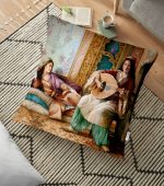 - yerminderi-YER-1568 - Realhomes  Osmanlı Harem Kadınları Temalı Dijital Baskılı Dekoratif Yer Minderi - 70 x 70 cm Realhomes