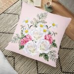 Çiçek Desenli Dijital Baskılı Dekoratif Yer Minderi - 70 x 70 cm Realhomes