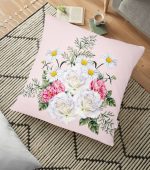 Çiçek Desenli Dijital Baskılı Dekoratif Yer Minderi - 70 x 70 cm Realhomes