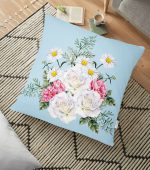 - yerminderi-YER-158 - Realhomes  Çiçek Desenli Dijital Baskılı Dekoratif Yer Minderi - 70 x 70 cm Realhomes