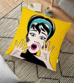 - yerminderi-YER-161 - Realhomes  Pop Art Resimli Dijital Baskılı Dekoratif Yer Minderi - 70 x 70 cm Realhomes