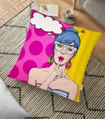 Pop Art Dijital Baskılı Dekoratif Yer Minderi - 70 x 70 cm Realhomes