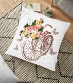 - yerminderi-YER-181 - Realhomes  Bisiklet Desenli Dijital Baskılı Dekoratif Yer Minderi - 70 x 70 cm Realhomes