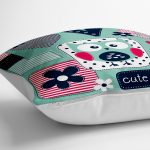 - yerminderi-YER-188-1 - Realhomes  Cute Owl Baykuş Tasarımlı Dijital Baskılı Dekoratif Yer Minderi - 70 x 70 cm Realhomes