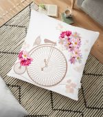 Modern Bisiklet Desenli Dijital Baskılı Dekoratif Yer Minderi - 70 x 70 cm Realhomes