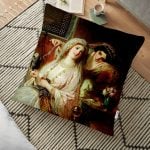 Kuş Tüyü Resimli Dijital Baskılı Dekoratif Yer Minderi - 70 x 70 cm Realhomes