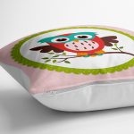 - yerminderi-YER-201-1 - Realhomes Baykuş Desenli Dijital Baskılı Dekoratif Yer Minderi - 70 x 70 cm Realhomes