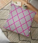 Gri Zemin Ogea Desenli Modern Dijital Yer Minderi - 70 x 70 cm Realhomes