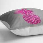 - yerminderi-YER-2016-1 - Realhomes Gri Zemin Ananas Baskılı Dijital Yer Minderi - 70 x 70 cm Realhomes