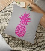 - yerminderi-YER-2016 - Realhomes Gri Zemin Ananas Baskılı Dijital Yer Minderi - 70 x 70 cm Realhomes