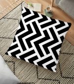 - yerminderi-YER-2021 - Realhomes Siyah Beyaz Geometrik Desenli Dijital Yer Minderi - 70 x 70 cm Realhomes