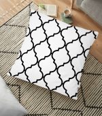 - yerminderi-YER-2022 - Realhomes  Siyah Beyaz Ogea Desenli Dekoratif Yer Minderi - 70 x 70 cm Realhomes