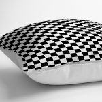 - yerminderi-YER-2026-1 - Realhomes  Siyah Beyaz Ekose Desenli Dekoratif Yer Minderi - 70 x 70 cm Realhomes