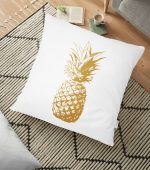 - yerminderi-YER-2034 - Realhomes  Altın Renk Kaktüs Baskılı Dijital Yer Minderi - 70 x 70 cm Realhomes