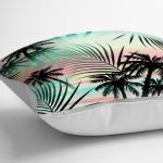 - yerminderi-YER-2036-1 - Realhomes Livense Palmiye Yaprakları Özel Tasarım Yer Minderi - 70 x 70 cm Realhomes