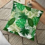 Siyah Zemin Yapraklar Özel Tasarım Yer Minderi - 70 x 70 cm Realhomes