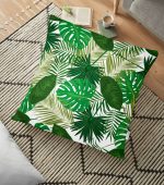 - yerminderi-YER-2037 - Realhomes  Livense Yaprak Motifli Dijital Baskılı Yer Minderi - 70 x 70 cm Realhomes