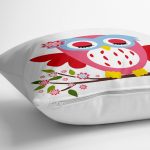 - yerminderi-YER-205-1 - Realhomes  RealHomes Baykuş Çizimli Dijital Baskılı Dekoratif Yer Minderi - 70 x 70 cm Realhomes