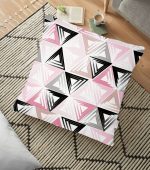 - yerminderi-YER-2050 - Realhomes Renkli Üçgen Motifler Modern Dijital Baskılı Yer Minderi - 70 x 70 cm Realhomes