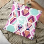 Mavi Temalı Geometrik Şekilli Dekoratif Yer Minderi - 70 x 70 cm Realhomes