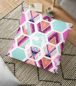 - yerminderi-YER-2052 - Realhomes  Modern Renkli Şekiller Dijital Baskılı Yer Minderi - 70 x 70 cm Realhomes