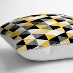 - yerminderi-YER-2065-1 - Realhomes Üçgen Mozaik Desenli Dijital Baskılı Yer Minderi - 70 x 70 cm Realhomes